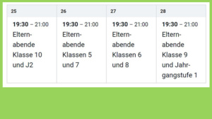 Elternabende am RNG – hier die Wochenübersicht