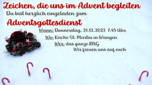 Einladung zum Adventsgottesdienst